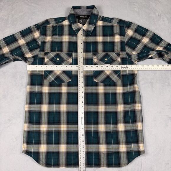 Carhartt Rugged Flex Western Pearl Snap Shirt Men’s Size Medium Green Plaid - Picture 4 of 7